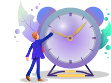 a man try to stop time and manage his time illustration vector