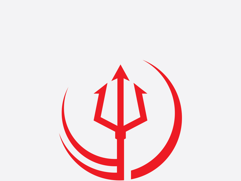 Red Trident logo icon design template