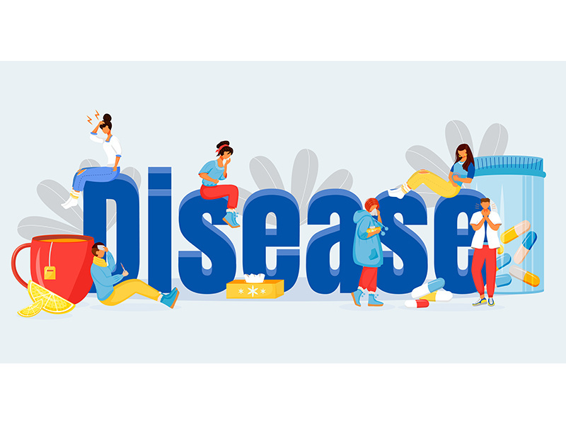 Disease word concepts flat color vector banner