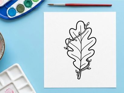 Minimalist line art of a leaf. Elegant botanical illustration for design projects