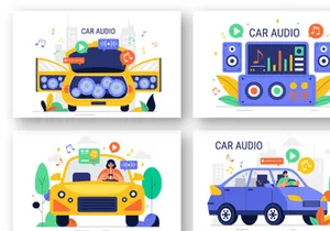 9 Car Audio Vector Illustration