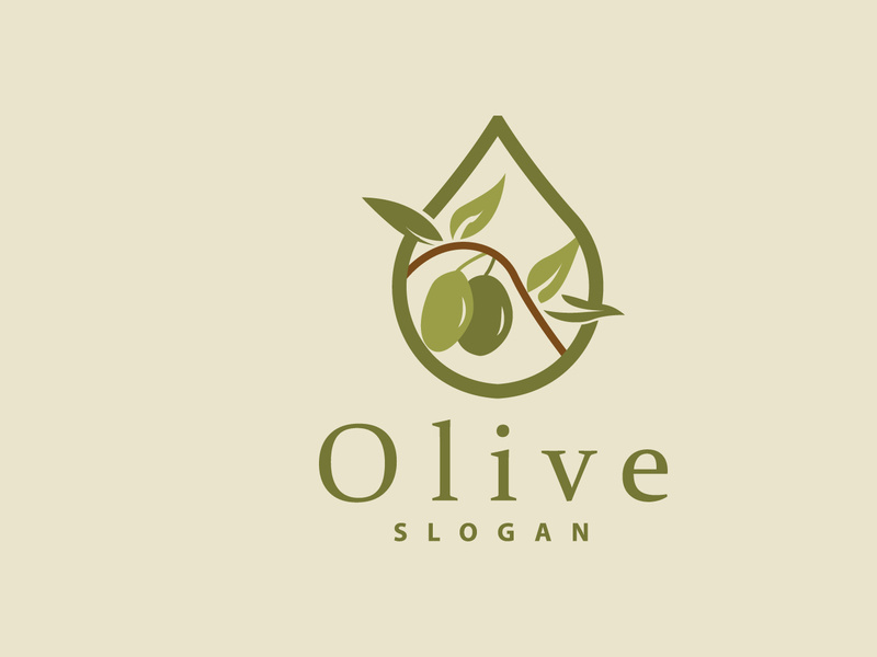 Olive Oil Logo, Olive Leaf Plant Herbal Garden Vector