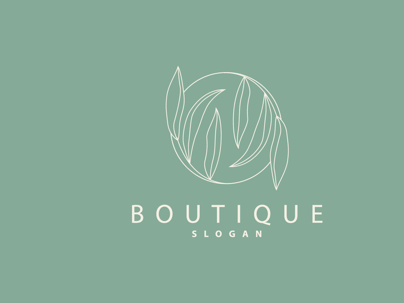 Leaf Line Logo, Beautiful Hand Drawn Design