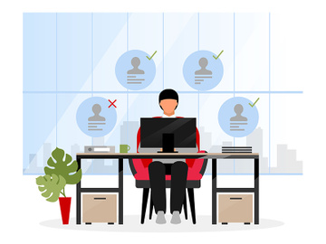 Choosing candidates at HR agency flat illustration preview picture