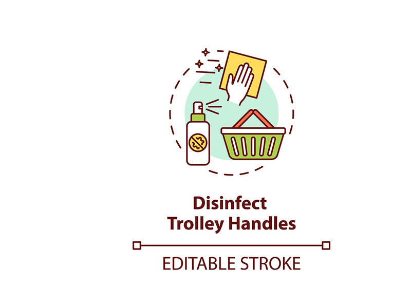 Trolley handles disinfection concept icon