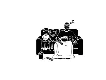 Father sleeping on couch with kids silhouette preview picture