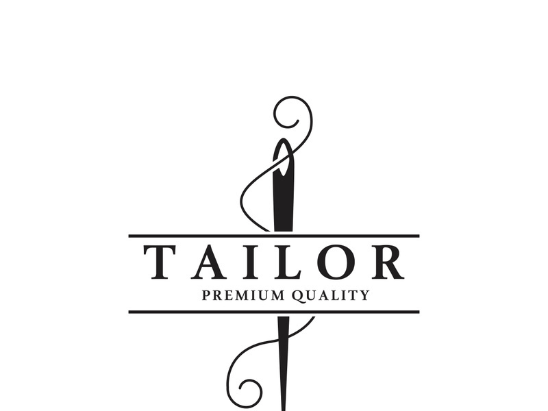 Tailor logo icon illustration template combination of buttons for clothes, thread and sewing machine, for clothing product design