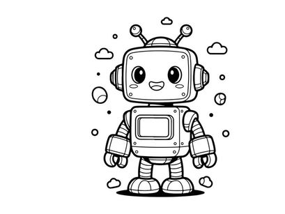 Cute robot mascot happy face vector illustration flat design