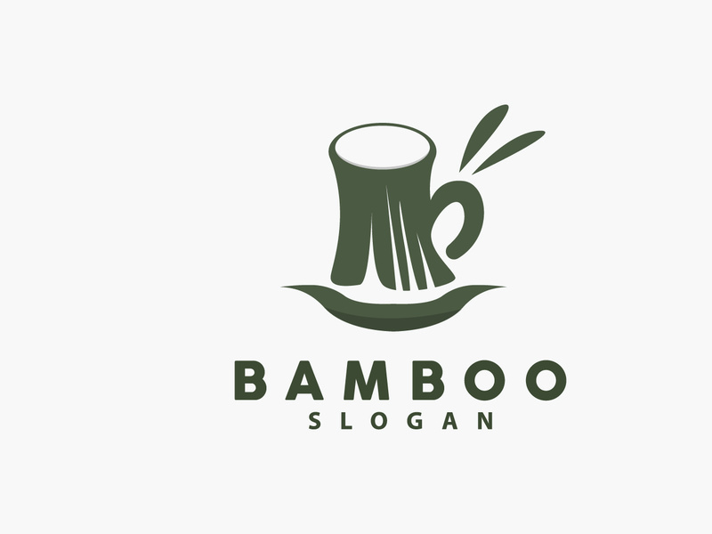 Bamboo Logo, Green Plants Vector, Simple Minimalist Design