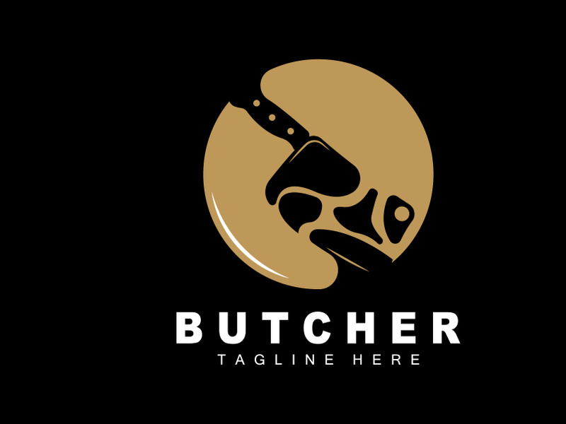 Butcher logo design, Knife Cutting Tool Vector Template, Product Brand Illustration