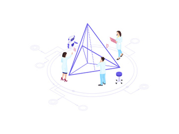 Scientists, mathematicians, academics, research workers isometric vector illustration preview picture