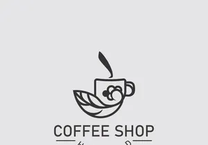 Coffee Shop logo line art illustration design