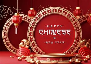 PSD 3d rendaring realistic chinese new year background bundles