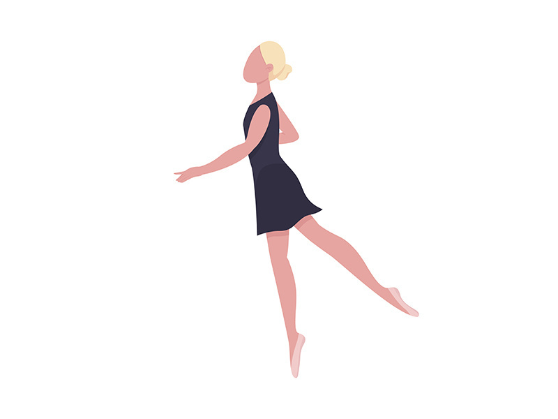 Female ballet dancer semi flat color vector character