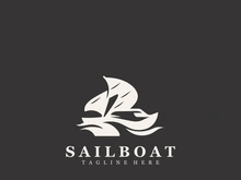 Sail boat logo water lines hipster design minimalist template