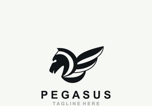 Pegasus horse Logo minimalist, Line art, Modern simple mascot, Mystic premium emblem