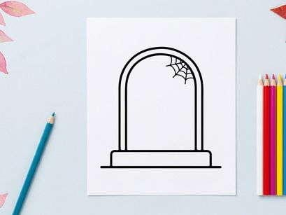 Pintu lengkung Halloween dengan hiasan kelelawar gantung. Desain pintu masuk menyeramkan untuk dekorasi rumah musiman dan persiapan pesta.
