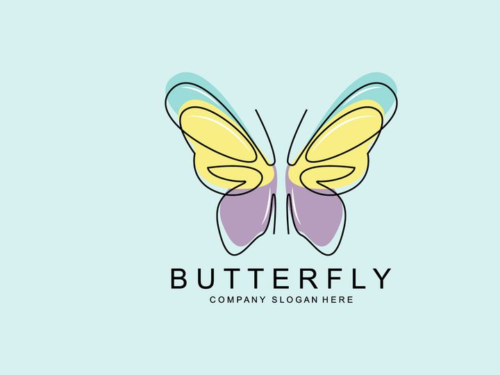 Butterfly Logo Design, Beautiful Flying Animal, Company Brand Icon Illustration, Screen Printing, Salon