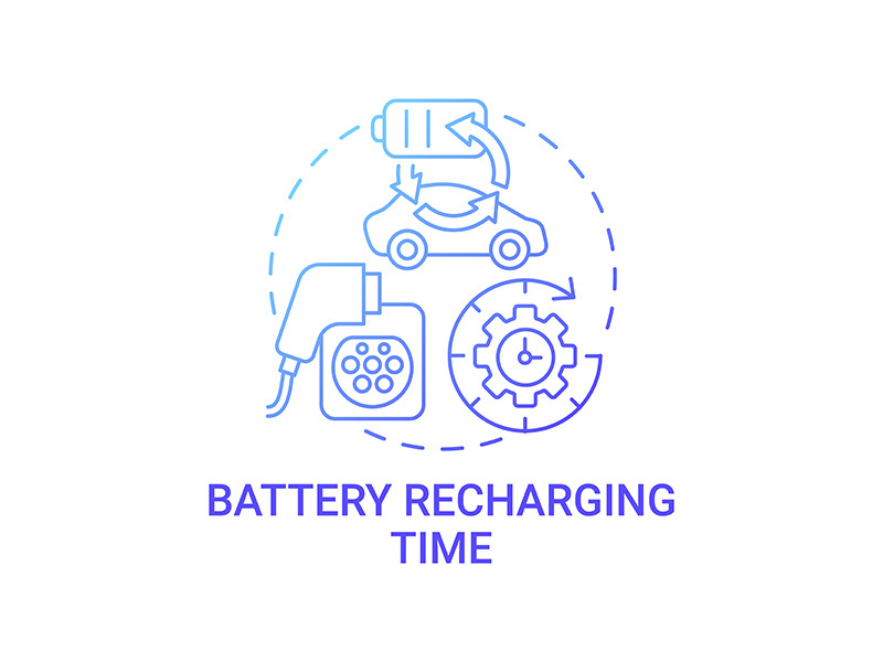 Electric vehicles battery charging time concept icon.