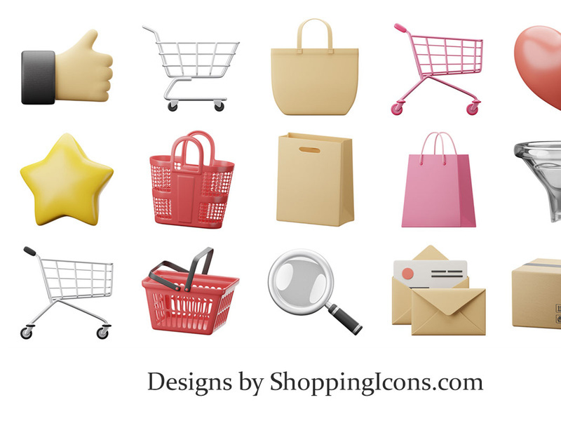 Smooth 3D Online Stores Icons