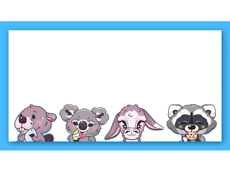 Cute animals kawaii characters vector frame