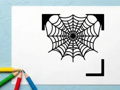 Black and White Spider Web with Dew Drops for Halloween or Nature Themes
