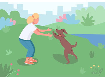 Pet owner flat color vector illustration preview picture