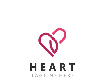 Heart logo design template, luxury ribbon Valentines day and love stripe logotype preview picture