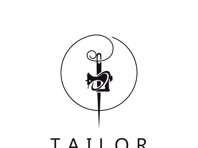 Tailor logo icon illustration template combination of buttons for clothes, thread and sewing machine, for clothing product design
