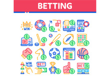 Betting And Gambling Collection Icons Set Vector