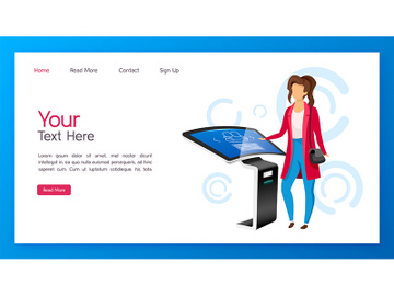 Product promotion kiosk landing page vector template preview picture