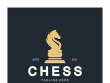 Chess strategy game logo with horse, king, pawn, minister and rook. Logo for chess tournament, chess team, chess championship, chess game application.