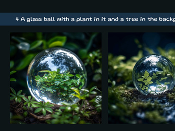 A glass ball with a plant in it and a tree in the background preview picture