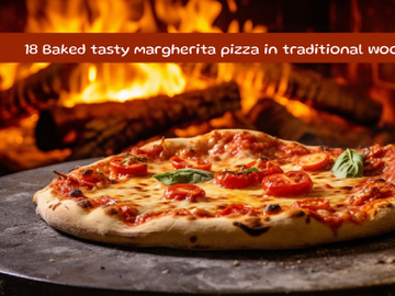 Baked tasty margherita pizza in traditional wooden table preview picture