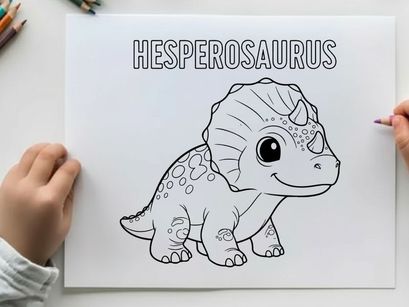 Cute Hesperosaurus Dinosaur Vector Illustration Flat Design