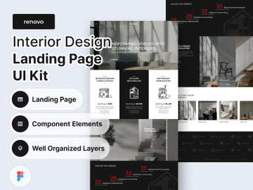 Renovo | Interior Design and Renovation Landing Page UI Kit preview picture