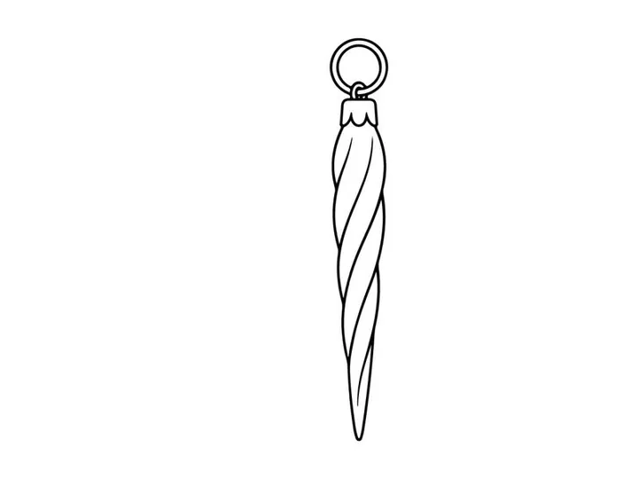 Christmas icicle ornament line art illustration, festive holiday decoration vector icon.