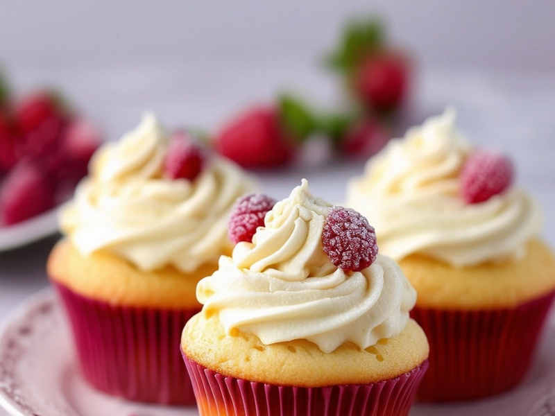 Delicious cupcakes with cherries