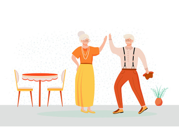 Retired people dancing flat vector illustration preview picture