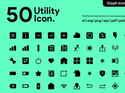 50 Utility Glyph Icon