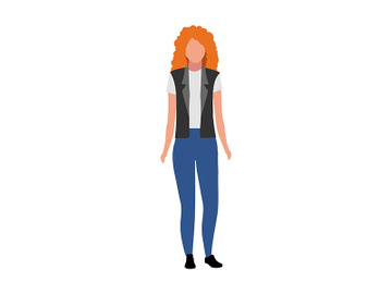 Ginger haired girl semi flat color vector character preview picture