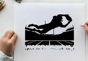 Athlete silhouette jumping over hurdle in stadium silhouette