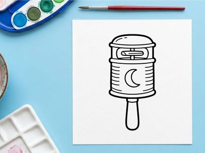 Cartoon-Hahn mit Sichelmond-Auslauf. Verspieltes Sanitär-Element für Fantasy- oder Halloween-Designs.