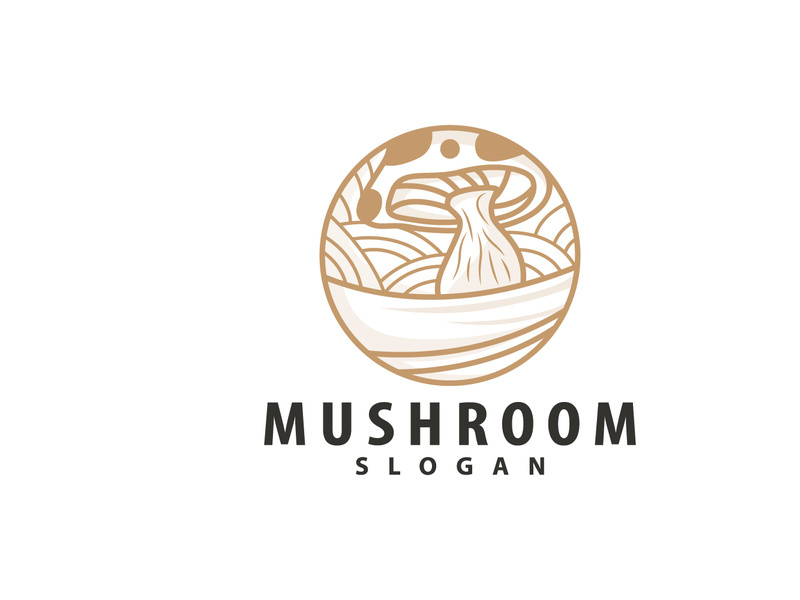 Mushroom Logo, Retro Minimalist Design