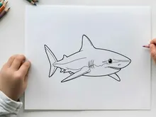 Shark swimming underwater flat design vector illustration