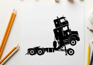 Silhouette of a semi truck with stacked containers on a trailer