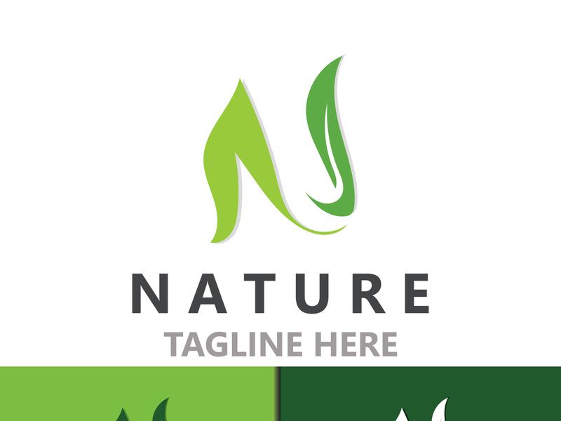Letter N nature ecology logo with leaves suitable for business garden template vector