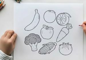 Fresh fruits vegetables flat design vector illustration set