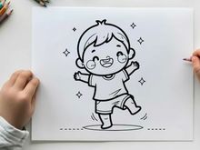Happy toddler running joyfully vector illustration flat design