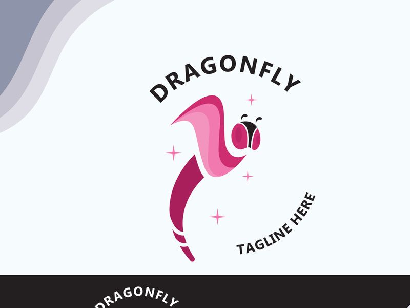 Dragonfly logo design modern and elegant minimalist color style monoline illustration